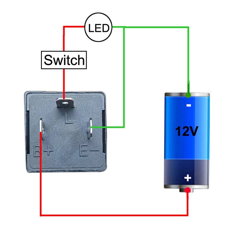Gebildet 2 pieces 12V 3 Pin Electronic LED Flasher Relay 0.1W-150W c/m Motorcycle Turn Signal Adjustable Flasher CF-13KT, comes with 6pcs Terminals - Image 2